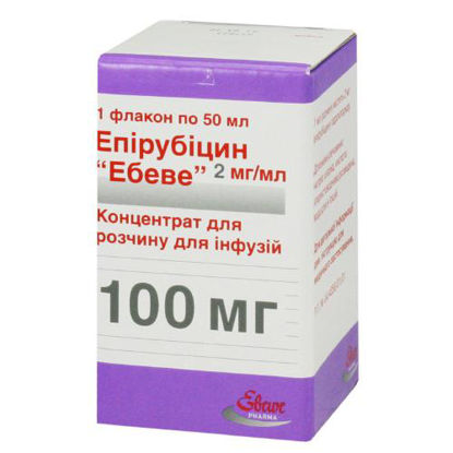 Світлина Епірубіцин Ебеве концентрат для приготування розчину для інфузій 100 мг флакон 50мл